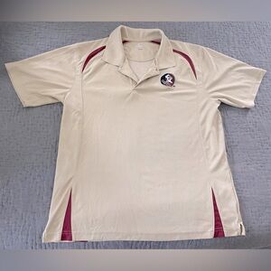Vintage FSU Florida State University Khaki Polo Shirt Seminole Head Gameday XL